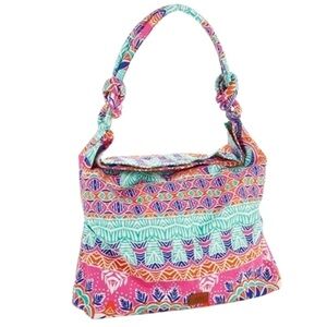 Aeropostale Bohemian Hippie Floral Colorful Large Hobo Book Bag Tote Handle